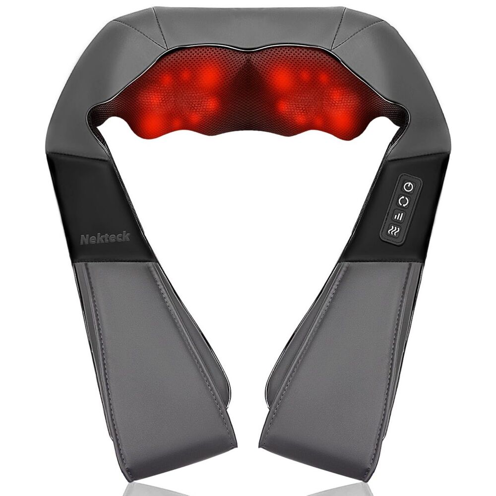 Nekteck Shiatsu Neck Massager with Heat - Gray